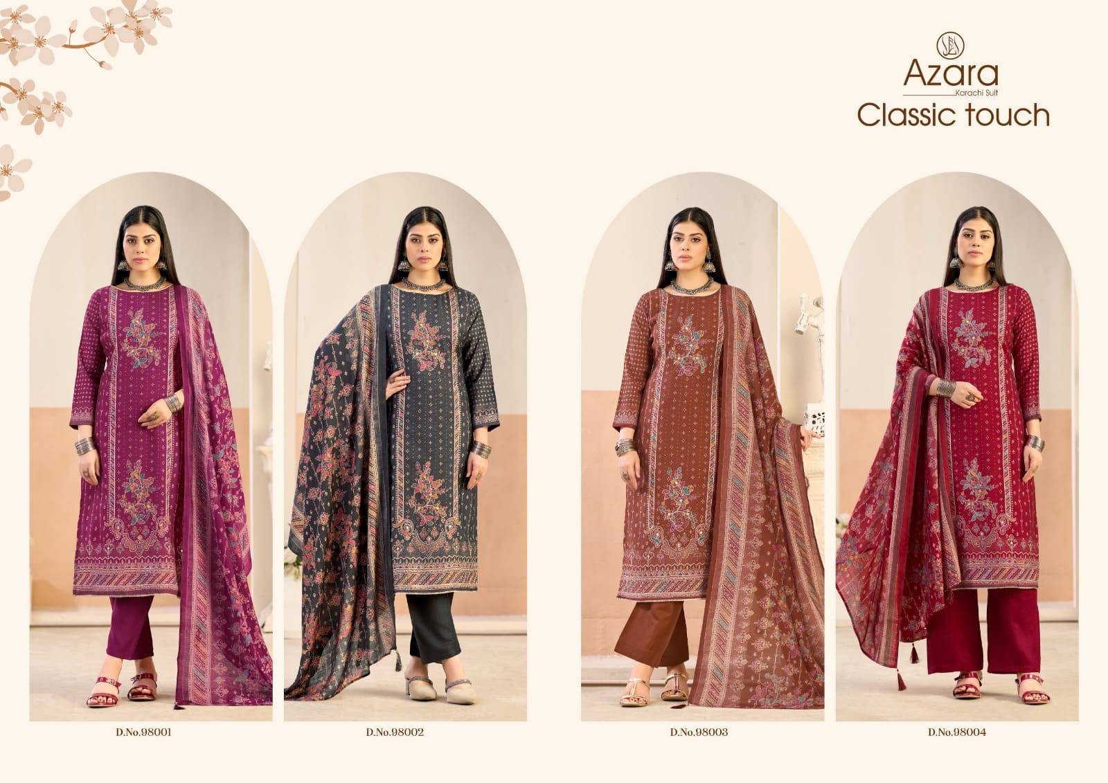 CLASSIC TOUCH BY AZARA 98001 TO 98004 Series Designer Stylish Fancy Colorful Beautiful Party Wear & Ethnic Wear Collection Pure Jam Cotton Dresses At Wholesale Price
